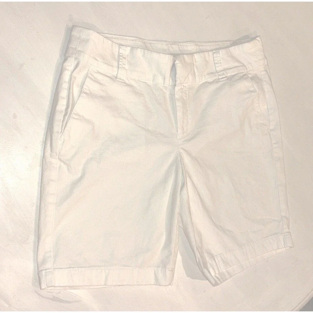 J.CREW Women's White Chino Shorts Size 6 Cotton Classic Fit Pockets